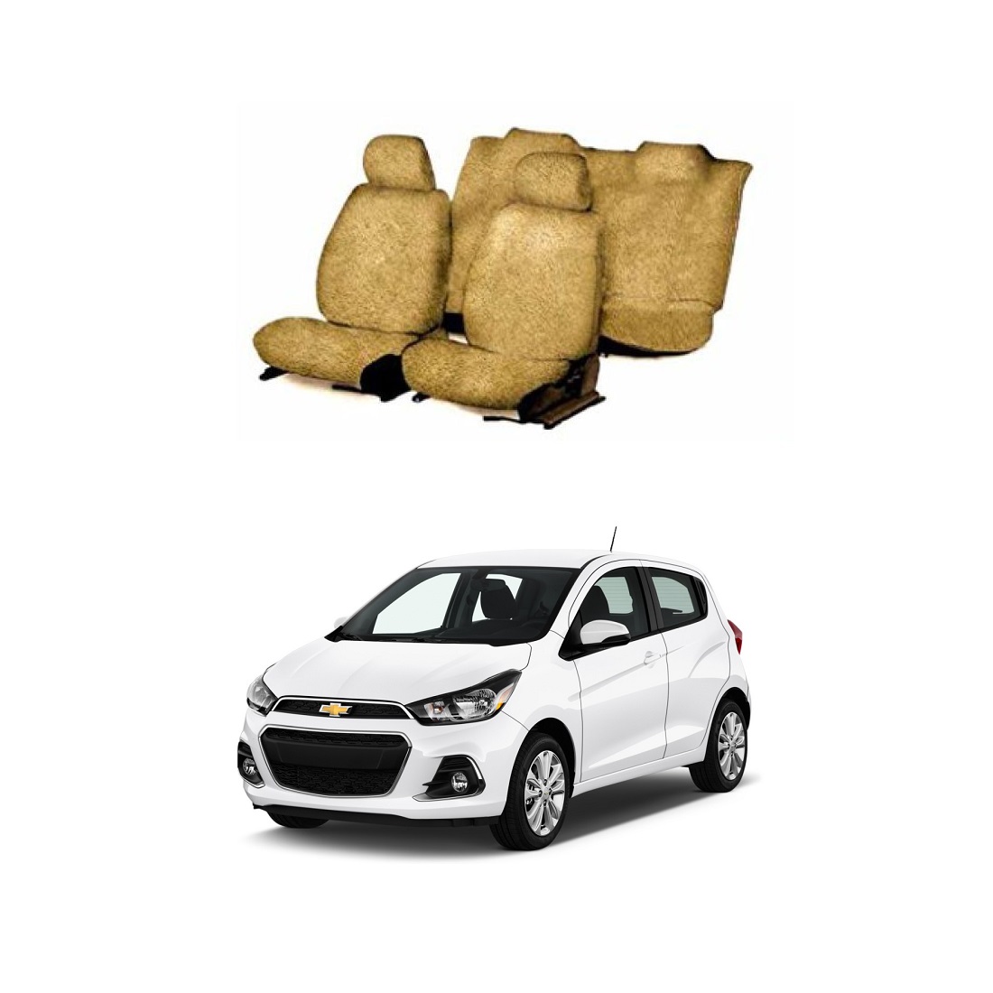 Cotton Towel Car Seat Cover for Chevrolet Spark (Beige)